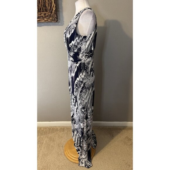 Anthropologie Clara Sun Woo M Medium Blue Ivory Jumpsuit Wide Leg Washable - Picture 4 of 10
